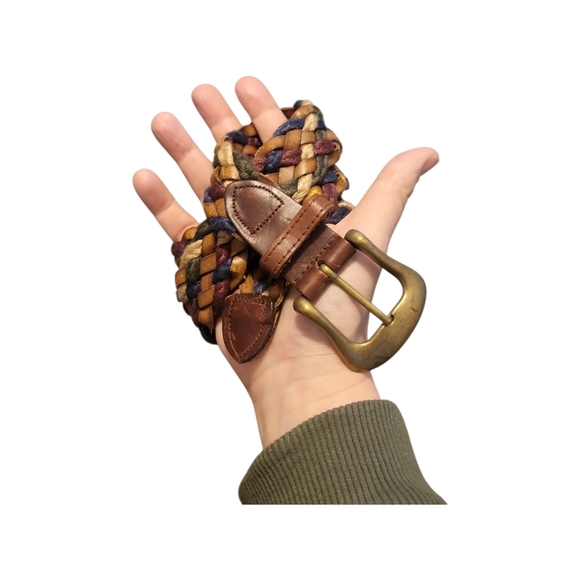 Vintage 80's County Seat Boho Western Braid Belt Brass Buckle XS-S - Picture 4 of 7